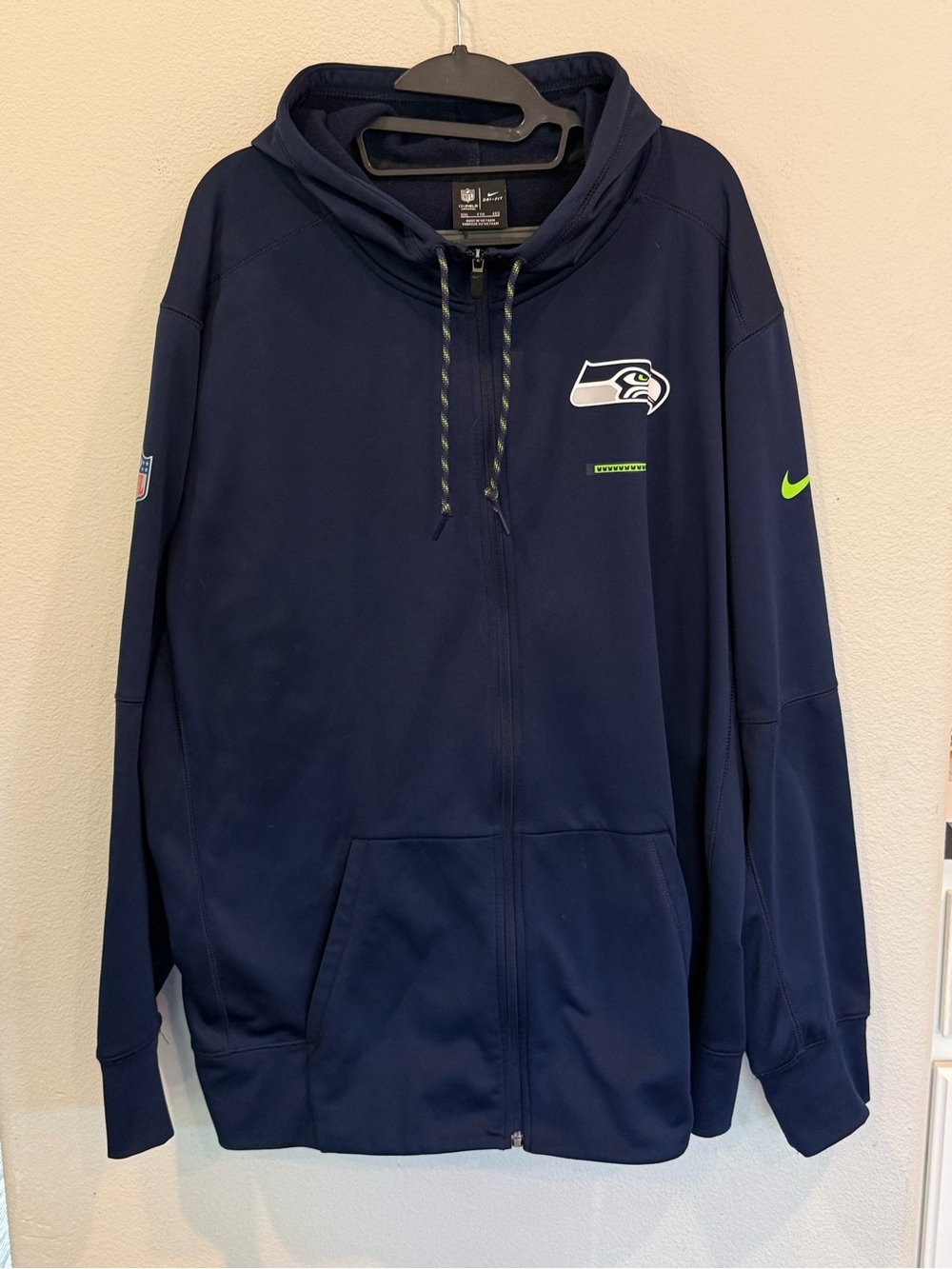 Nike Dri-Fit Seattle Seahawks Full Zip Hoodie Mens XXL Jacket On Field Sideline
